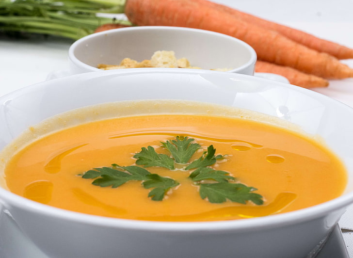 bowl, carrot, carrots soup, cooking, cuisine, dinner, dish, food, fresh, fresh soup, gourmet, healthy, homemade, lunch, meal, nobody, nutrition, pumpkin, rustic, soup, traditional, vegetable, vegetarian, yellow, HD wallpaper