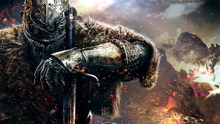 guerreiro segurando espada papel de parede digital, Dark Souls III, HD papel de parede