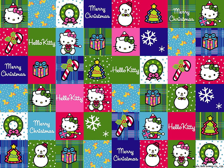 크리스마스 헬로 키티 헬로 키티 애니메이션 헬로 키티 HD Art, Christmas, Hello Kitty, HD 배경 화면