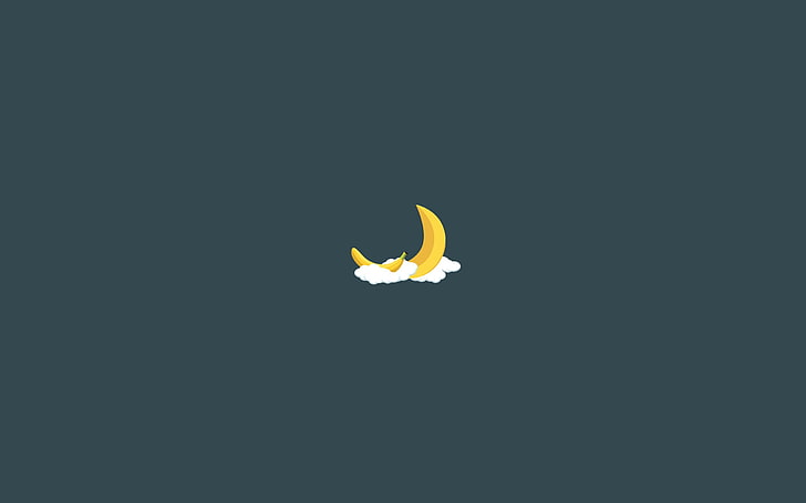 humor, minimalism, simple background, Moon, bananas, clouds, moon phases, HD wallpaper