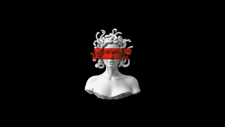 Medusa, abstrakt, 3D abstrakt, Minimalismus, schwarz, HD-Hintergrundbild