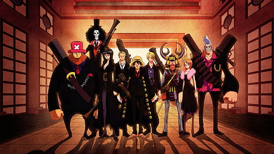 Monkey D. Luffy, Roronoa Zoro, Brook, Tony Tony Chopper, Nico Robin, One Piece, anime, Usopp, Wallpaper HD HD wallpaper