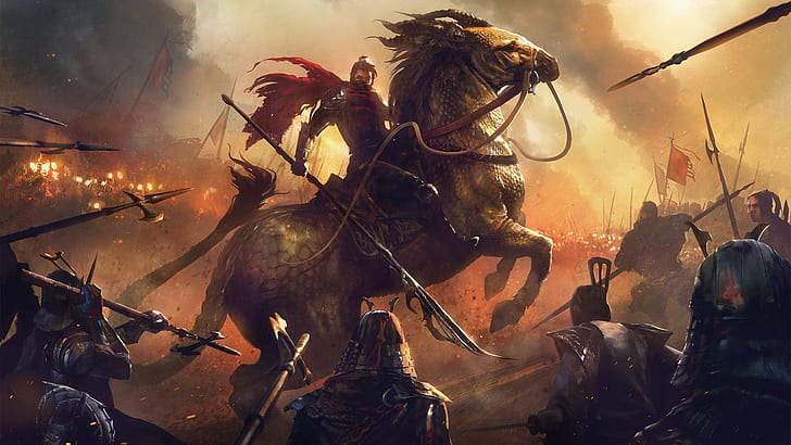 Fantasy, Battle, Horse, Oriental, Spear, Warrior, HD wallpaper