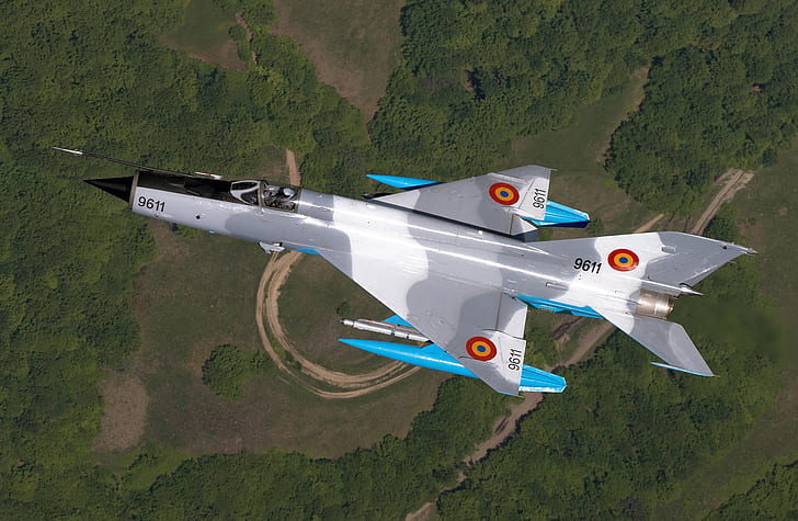 Road, Forest, Fighter, The MiG-21, OKB Mikoyan and Gurevich, The BBC Romania, HD wallpaper