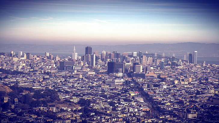 widok z lotu ptaka na panoramę miasta, miasto, pejzaż miejski, San Francisco, Tapety HD