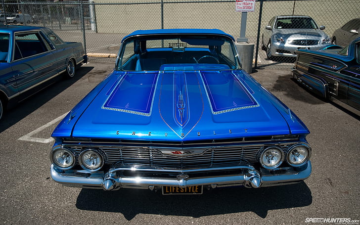 Chevrolet Impala Classic Car Classic Low Rider HD, blue classic muscle car, cars, car, classic, chevrolet, rider, impala, low, HD wallpaper
