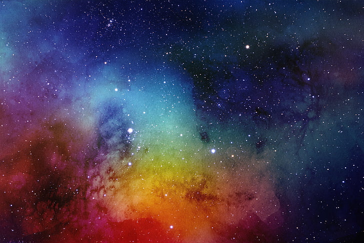 Nebulosa, Estrelas, Pintura, Aquarelas, Textura, HD, HD papel de parede