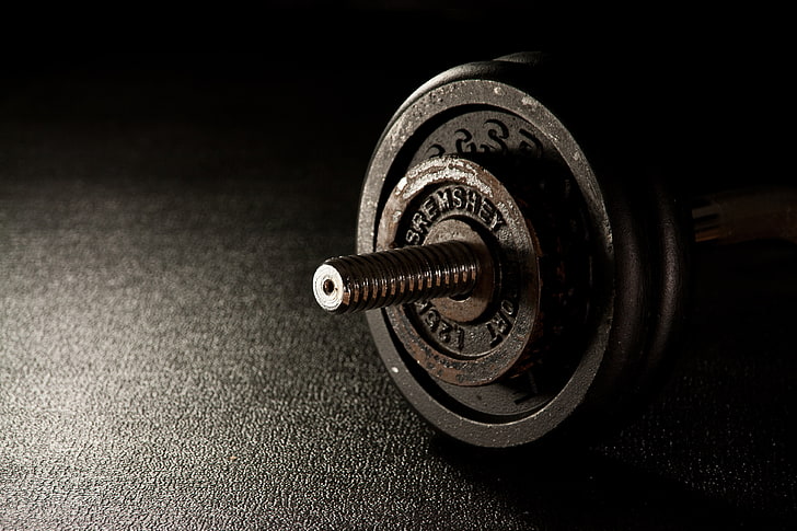 black and silver barbell, dumbbells, fitness, gym, HD wallpaper