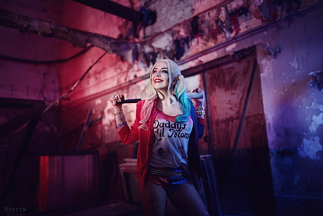 ผู้หญิง, คอสเพลย์, Harley Quinn, Suicide Squad, วอลล์เปเปอร์ HD HD wallpaper