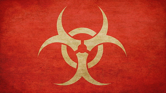 Biohazard logo, minimalism, simple background, biohazard, HD wallpaper HD wallpaper