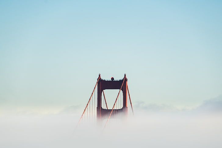 Мост Золотые Ворота, Сан-Франциско, мост, облака, минимализм, золотые ворота, Сан-Франциско, HD обои