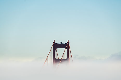 Мост Золотые Ворота, Сан-Франциско, мост, облака, минимализм, золотые ворота, Сан-Франциско, HD обои HD wallpaper