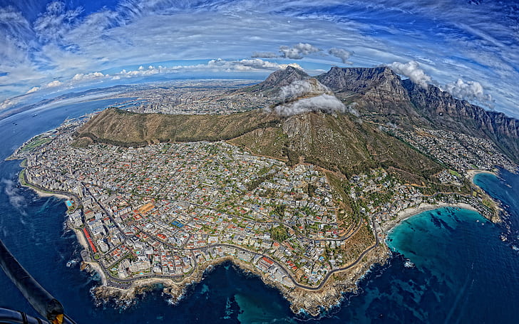 Kapstaden Sydafrika Byggnader Berg Aerial Coast HD, natur, berg, byggnader, kust, antenn, stad, afrika, söder, cape, HD tapet