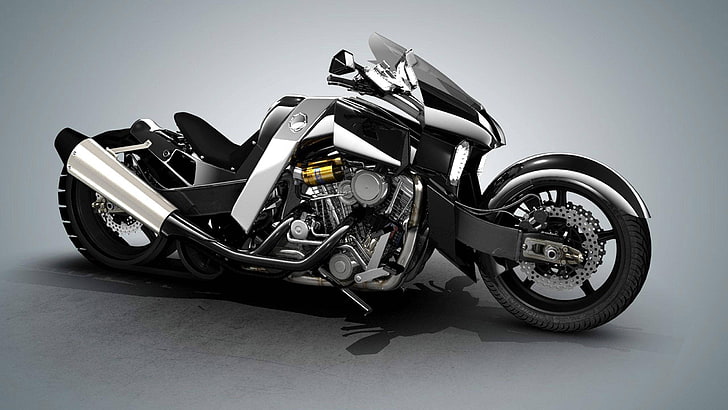 черный и серебристый спортивный мотоцикл, мотоцикл, HD обои