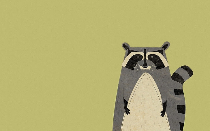 raccoon illustration, minimalism, raccoons, HD wallpaper