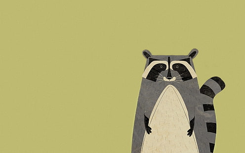 raccoon illustration, minimalism, raccoons, HD wallpaper HD wallpaper