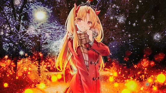 애니메이션, 애니메이션 소녀, Ereshkigal (Fate / Grand Order), 운명 시리즈, Fate / Grand Order, 겨울, 금발, HD 배경 화면 HD wallpaper