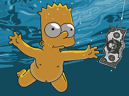 Симпсон Барт цифровые обои, Барт Симпсон, под водой, HD обои HD wallpaper