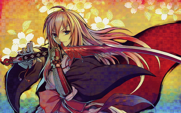 anime, karakter asli, gadis anime, pedang, katana, Wallpaper HD
