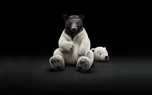 Wallpaper beruang Grizzly, hitam, beruang, seni digital, latar belakang sederhana, hewan, Wallpaper HD HD wallpaper