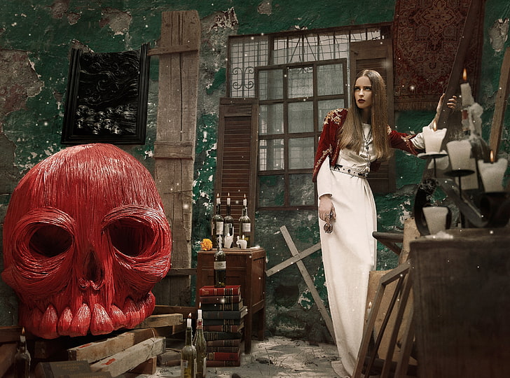 Day of the Dead, Holidays, Halloween, Girl, People, Woman, Designer, Young, Skull, Model, Fashion, Collection, nightmare, Dress, Haunted, Outfit, Clothing, clothes, formal, FloorLength, DiaDeLosMuertos, HD wallpaper