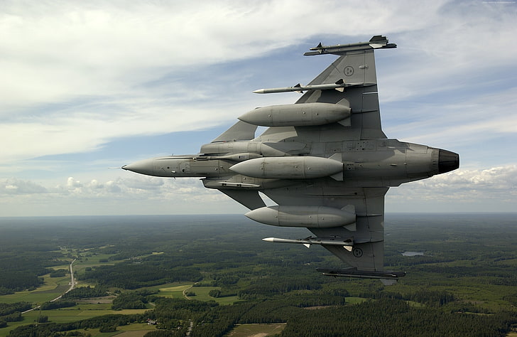Saab, Gripen, pesawat terbang, JAS 39, Angkatan Udara Swedia, pesawat tempur multirole, manuver, Wallpaper HD