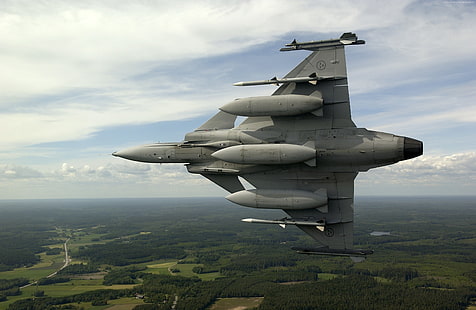 Saab, Gripen, aircraft, JAS 39, Swedish Air Force, multirole fighter, maneuver, HD wallpaper HD wallpaper
