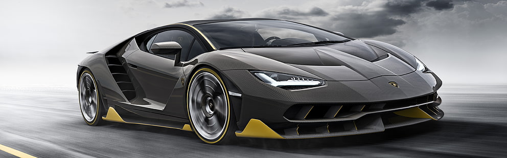 Lamborghini Centenario LP770-4, Auto, Fahrzeug, Super Car, Bewegungsunschärfe, zwei Monitore, Mehrfachanzeige, Straße, HD-Hintergrundbild HD wallpaper