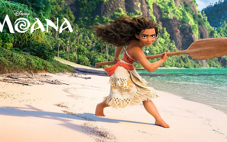 Disney Moana illustration, moana, girl, island, HD wallpaper