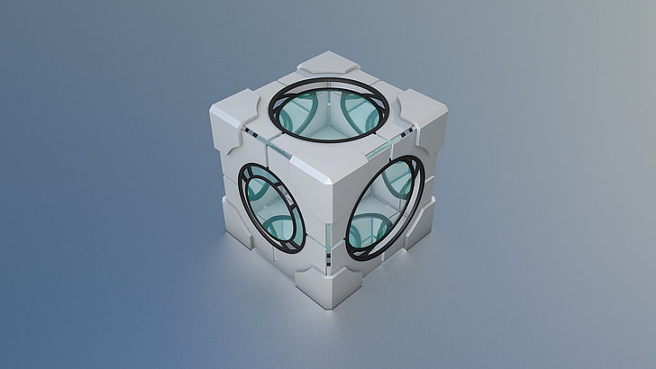 illustration de cube portail blanc, cube, fond, plastique, figure, Fond d'écran HD