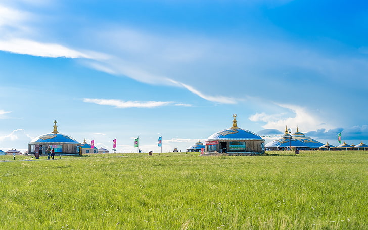 Chiny Wewnętrzna Mongolia użytki zielone turystyka błękitne niebo, Tapety HD