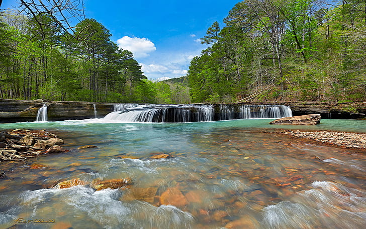 Haw Creek Falls In The Arkansas Ozarks Spring Landscape Hd Wallpapers 1920×1200, HD wallpaper