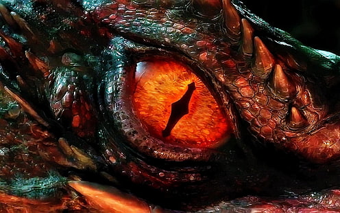 Fantasía, dragón, artístico, primer plano, ojo, reptil, Fondo de pantalla HD HD wallpaper