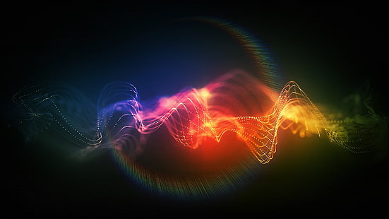 red and yellow soundwaves digital wallpaper, abstract, colorful, HD wallpaper HD wallpaper