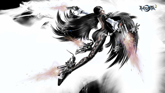 Ilustrasi wanita berambut hitam, Bayonetta 2, video game, Wallpaper HD HD wallpaper