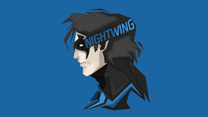 Blau, Minimal, Headshot, 4K, DC-Comics, Nightwing, 8K, Superheld, HD-Hintergrundbild