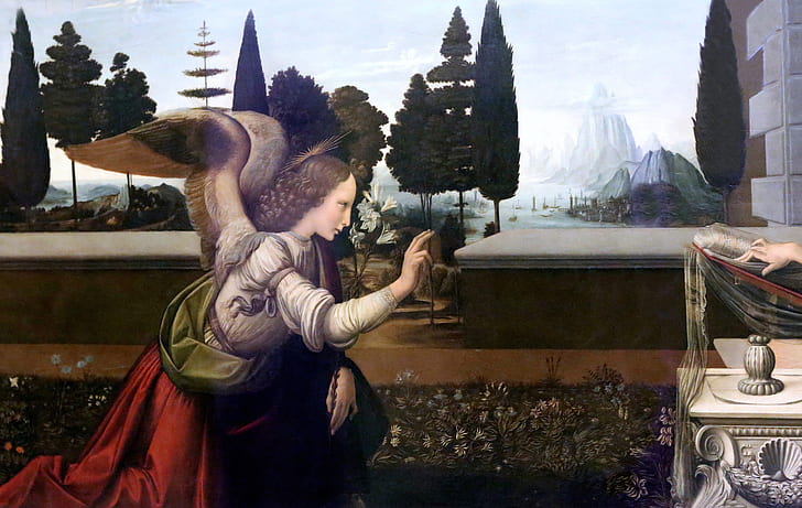 cuadro, Florencia, Anunciación a 1470, Leonardo da Vinci, Fondo de pantalla HD