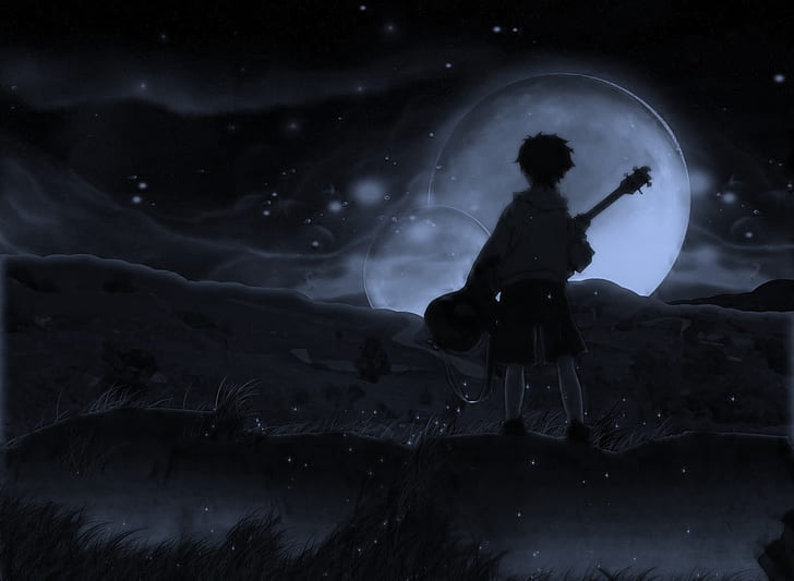 Bulan, FLCL, gelap, anime, Wallpaper HD