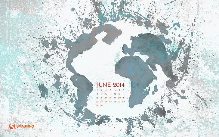 วอลล์เปเปอร์ปฏิทินขนาดใหญ่ของโลก - มิถุนายน 2014 ภาพตัดปะปฏิทินแผนที่, วอลล์เปเปอร์ HD