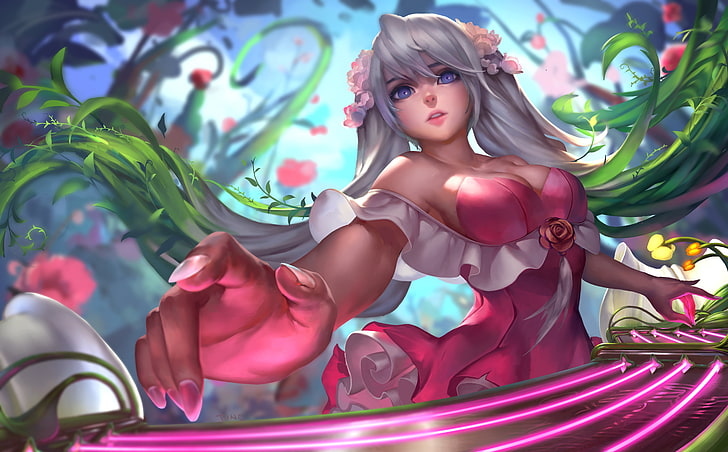 Girl, The Game, League of Legends, Katarina, Pink outfit, HD tapet