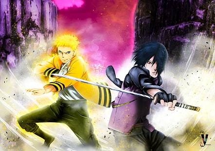 ورق جدران Uzumaki Naruto و Uchiha Sasuke ، أنيمي ، Boruto ، Naruto Uzumaki ، Sasuke Uchiha، خلفية HD HD wallpaper