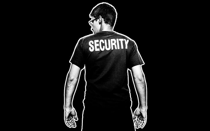 men's security-printed T-shirt, security, NSA, Edward Snowden, monochrome, HD wallpaper