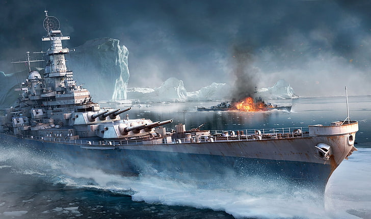 graues Schlachtschiff, Schlachtschiff, Wargaming Net, Iowa, WoWS, World of Warships, Die Welt der Schiffe, HD-Hintergrundbild