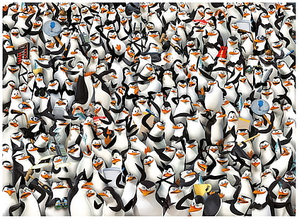 Pingüinos, fantasía, luminosidad, textura, pingüino, madagascar, negro, blanco, piel, Fondo de pantalla HD HD wallpaper