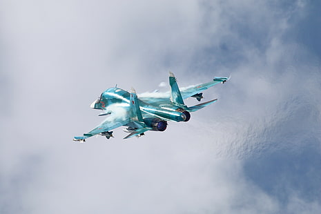 небо, полёт, истребитель, бомбардировщик, Су-34, HD обои HD wallpaper