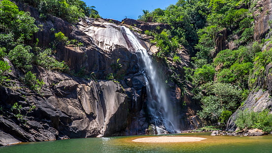 водопад, Бразилия, Сао Пауло, водопад, скала, HD тапет HD wallpaper
