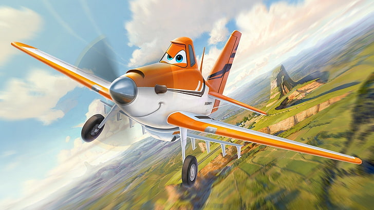 Planes 2013 Disney Movie HD Wallpaper 05, orange and white plane digital wallpaper, HD wallpaper