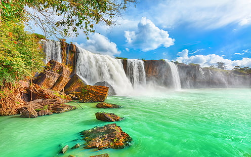 aguas, cataratas, naturaleza, rio, verdes, HD-Hintergrundbild HD wallpaper