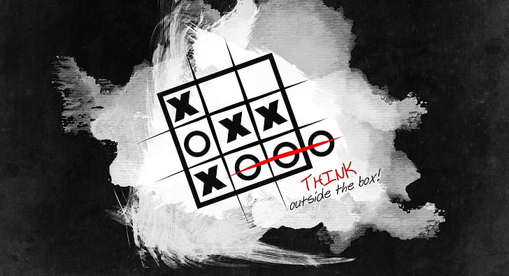 Outside the Box, tic tac toe logo, Artistic, Typography, quote, think, life, brain, HD wallpaper