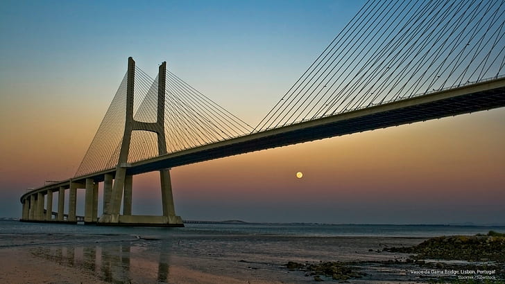 Мост Васко да Гама, Лиссабон, Португалия, Архитектура, HD обои